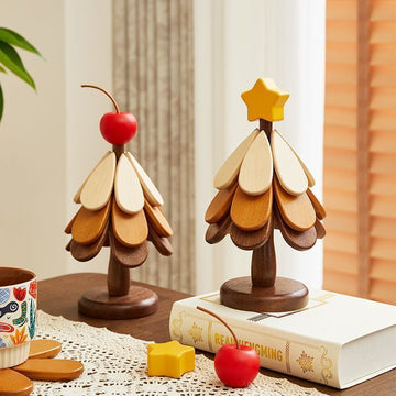 Dekorativt grytunderlägg 'Träd' i massivt trä