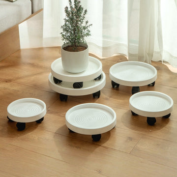 Minimalistiskt Krukunderlägg med Hjul – Flytta dina växter smidigt & tyst!