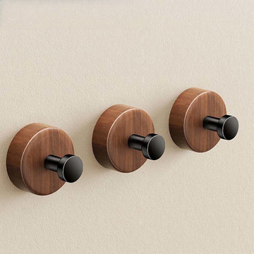 Minimalistiska Runda Väggkrokar i Äkta Valnötsträ