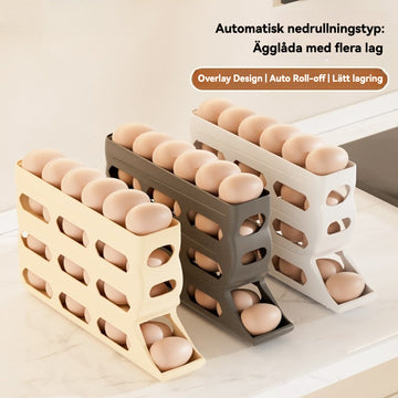 Stapelbar ägghållare med rullfunktion