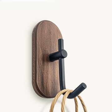 Valnötsfärgade Träkrokar | Stark Bärkapacitet för Badrum, Kök och Hall – Hålfria, Enkel Installation