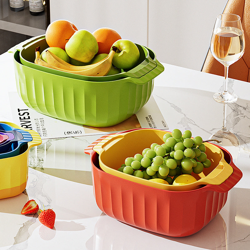 Stapelbart köksset i 9 delar – Skålar, durkslag & måttsatser