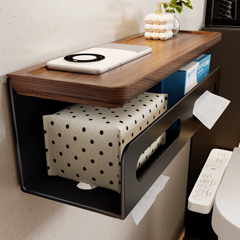Vägghängd Förvaringshylla & Pappershållare i Valnöt