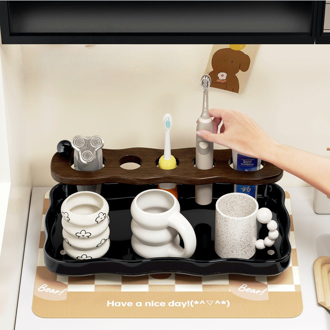 Elegant badrumsorganisatör i två våningar