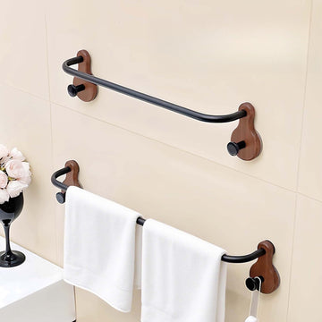 Elegant handdukshängare i valnöt och metall (borrfri)