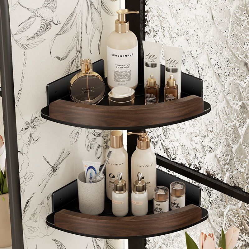 Exklusiv hörnhylla med valnötsdetaljer (borrfri)