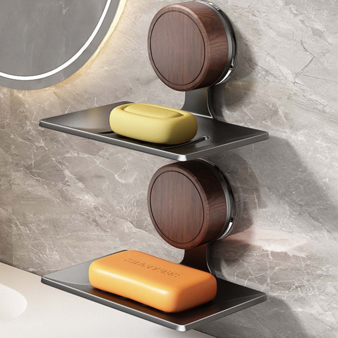 Elegant vägghängd tvålhållare med sugpropp (borrfri)