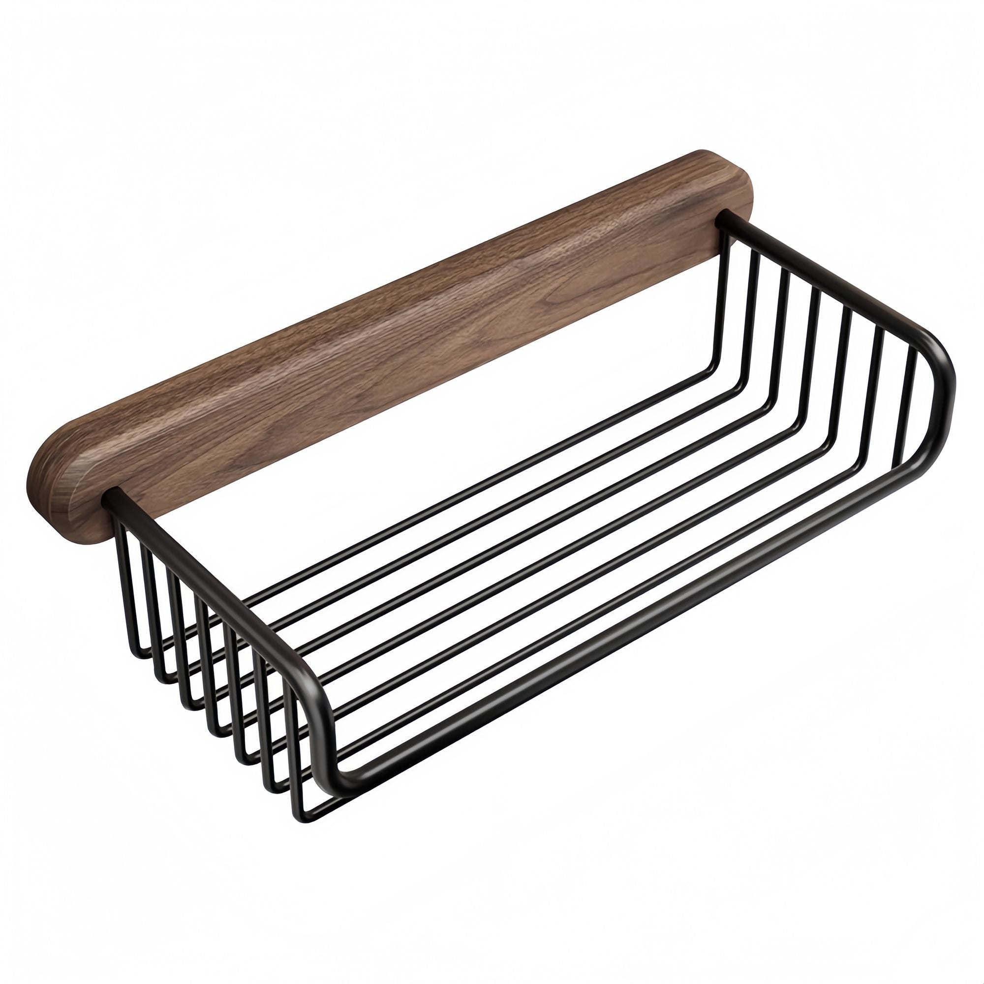 Vägghängd Badrumshylla & Toalettpappershållare i Valnöt