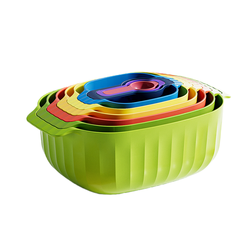 Stapelbart köksset i 9 delar – Skålar, durkslag & måttsatser