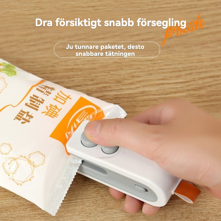 Liten bärbar påsförslutare för hemmabruk