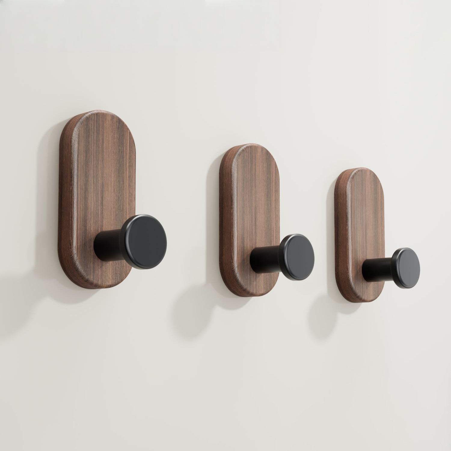 Elegant Vägghängd Krok i Valnötsträ – Självhäftande & Skadefri