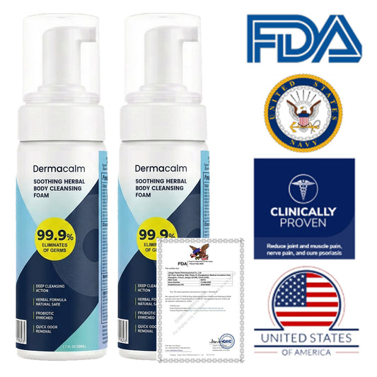 👍Official Store: Dermacalm - Herbal Facial Cleansing Mousse - 99.9% effective in killing bacteria, effectively relieving itching caused by psoriasis and eczema. Neutral pH value, made from natural plant ingredients, suitable for both men and women.