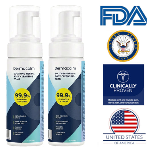 👍Official Store: Dermacalm - Herbal Facial Cleansing Mousse - 99.9% effective in killing bacteria, effectively relieving itching caused by psoriasis and eczema. Neutral pH value, made from natural plant ingredients, suitable for both men and women.