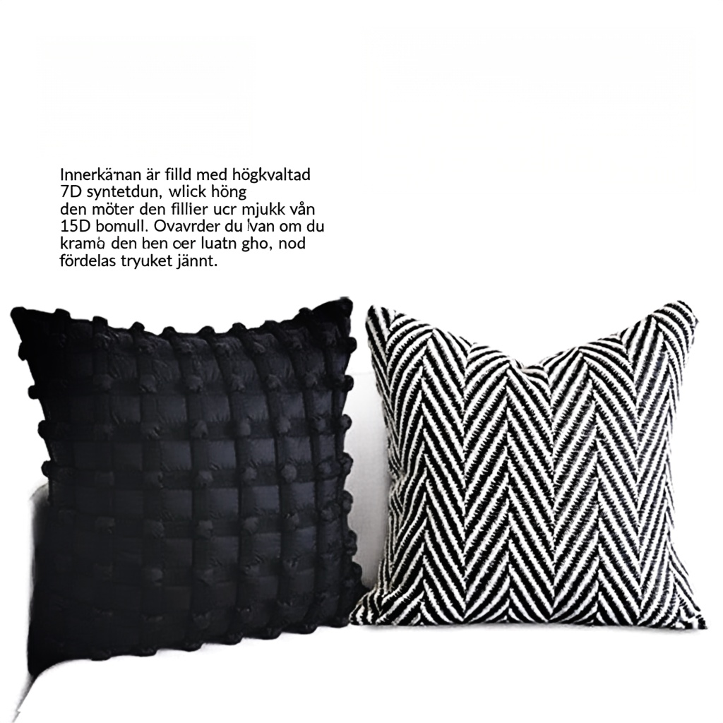 Nordisk soffkudde i svart & vitt – 7D fyllning och ullmix