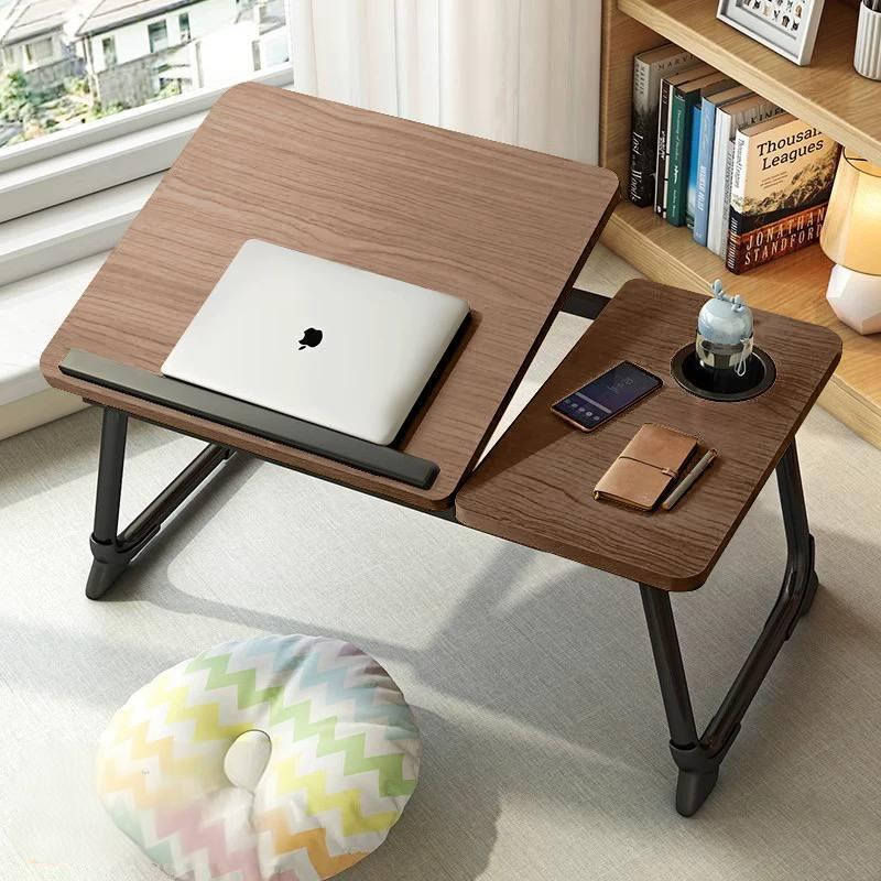Hopfällbart Justerbart Laptopbord – Multifunktionell Skrivbord med Förvaringsfack
