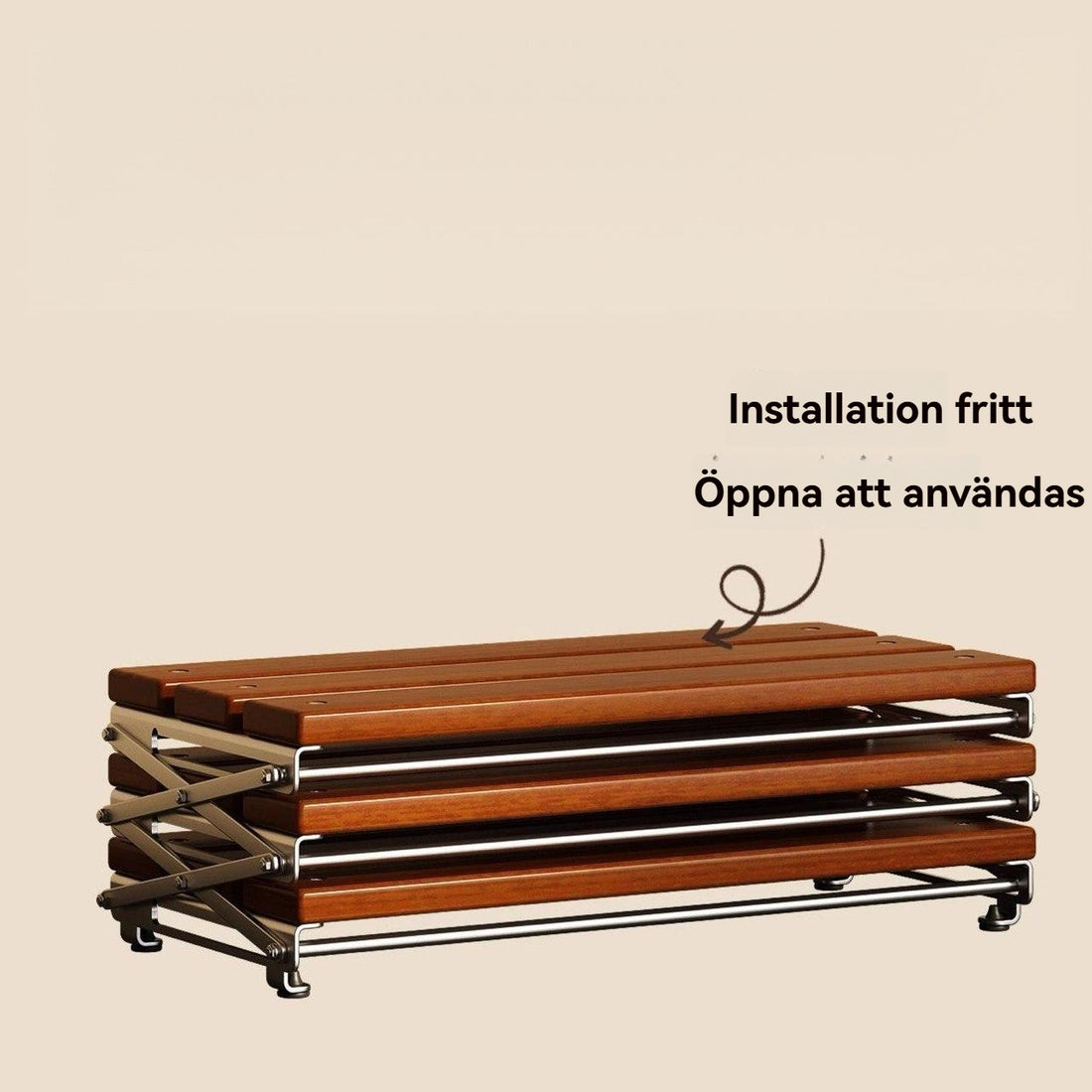 Hopfällbar flerskiktsförvaringshylla i metall – justerbar höjd, 3 lager