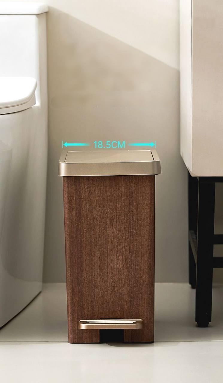 Fyrkantig papperskorg med träimitation