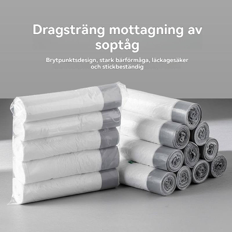 Biologiskt nedbrytbara soppåsar med dragsnöre – Miljövänliga & hållbara