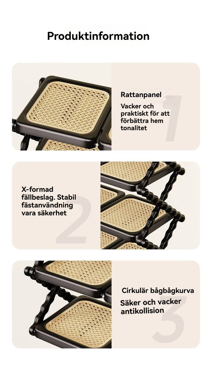Retro hopfällbart skoskåp med rottingdesign – Stilfull &amp; praktisk förvaring