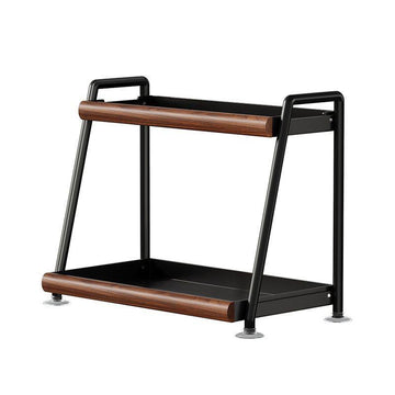 Miljövänlig tvåvånings hylla i massivt trä – stilren förvaring för kök och hem