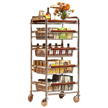 Flerlagrad förvaringsvagn med kristallhjul