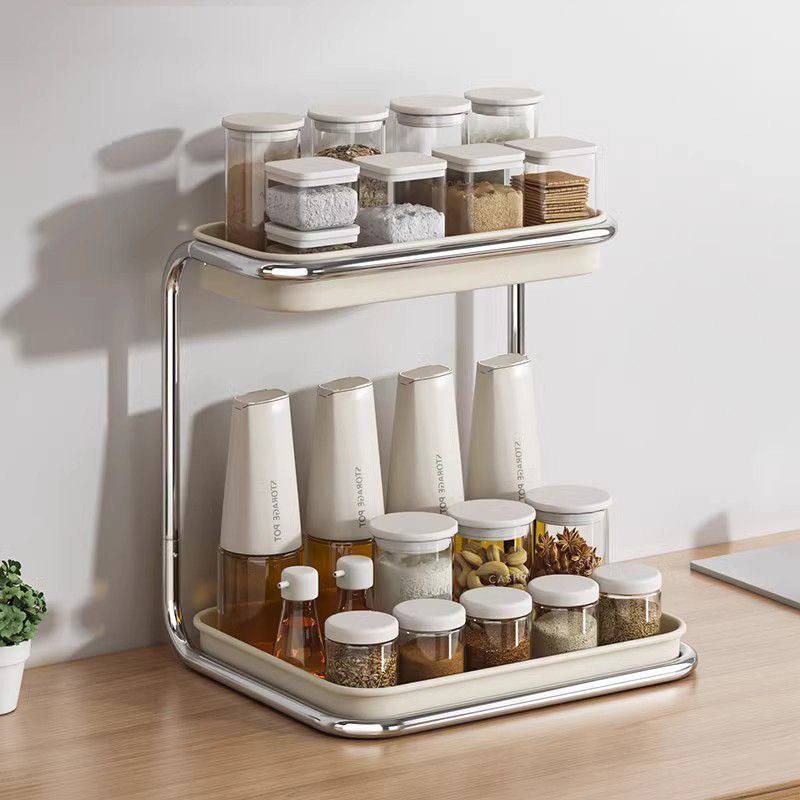 Dubbel vånings multifunktionell förvaringshylla för bänkskiva