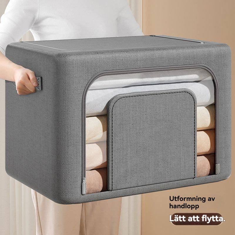 Hopfällbar tygförvaringslåda med dubbla öppningar